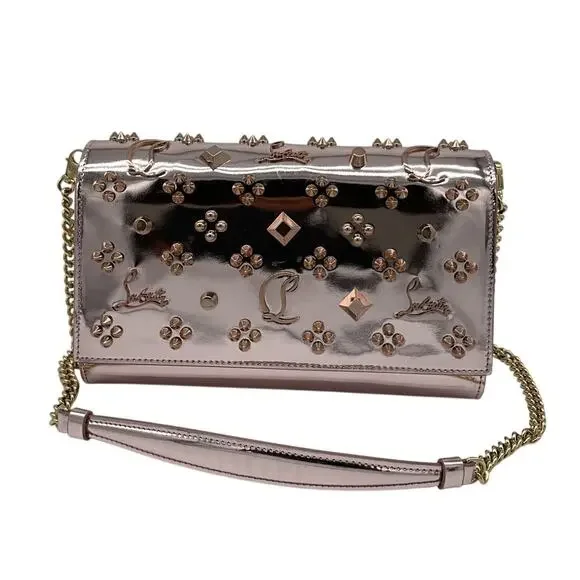 Christian Louboutin Studded Pink Paloma Clutch Bag - Picture 2 of 8